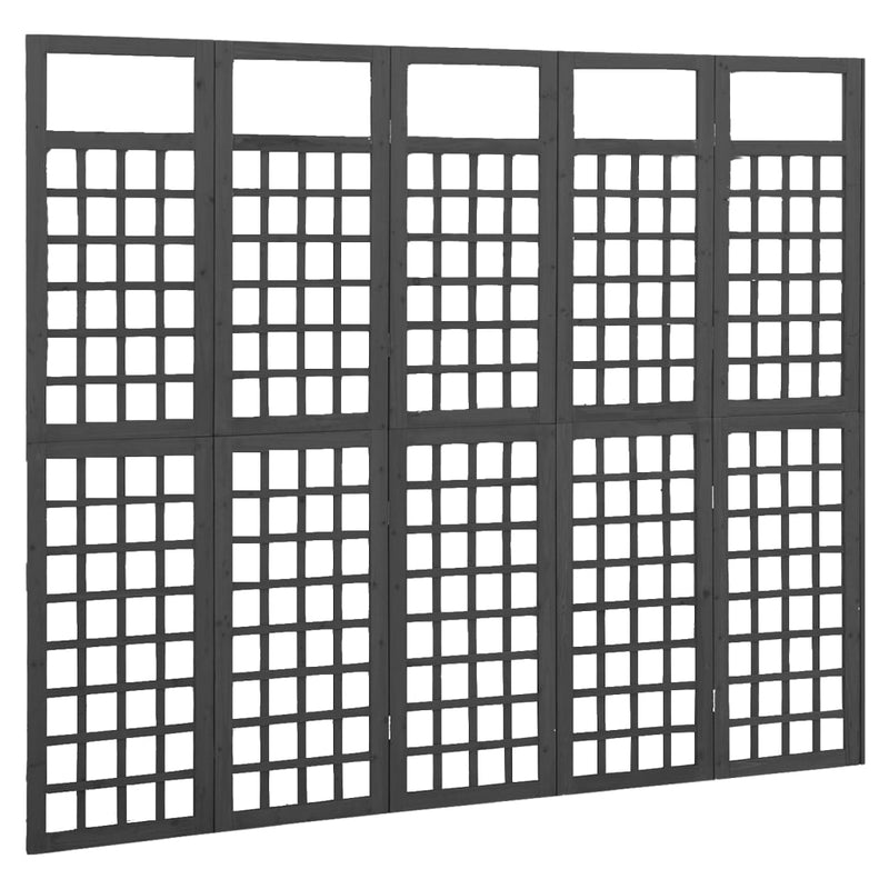 Kamerscherm/trellis met 5 panelen 201,5x180 cm vurenhout zwart MeubelReus