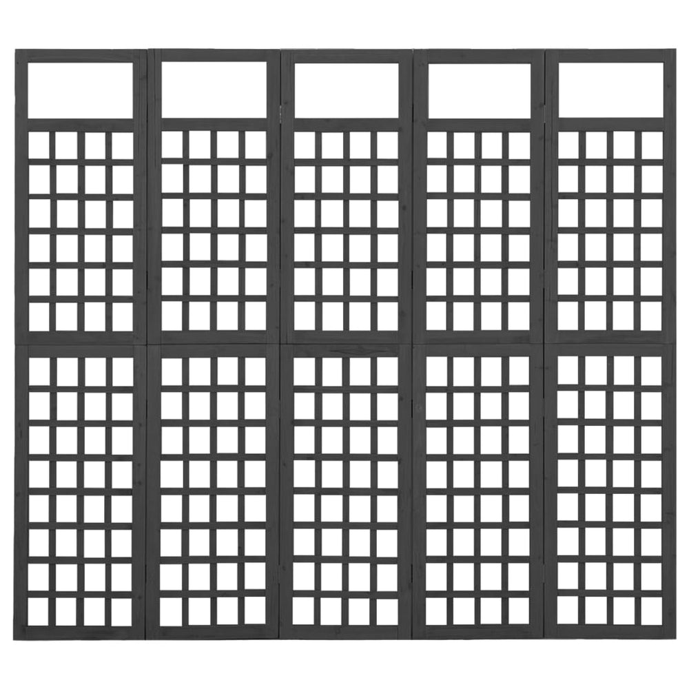 Kamerscherm/trellis met 5 panelen 201,5x180 cm vurenhout zwart MeubelReus