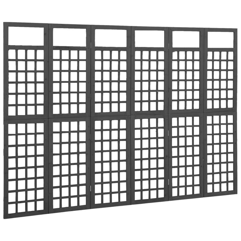 Kamerscherm/trellis met 6 panelen 242,5x180 cm vurenhout zwart MeubelReus