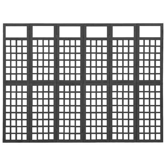 Kamerscherm/trellis met 6 panelen 242,5x180 cm vurenhout zwart MeubelReus