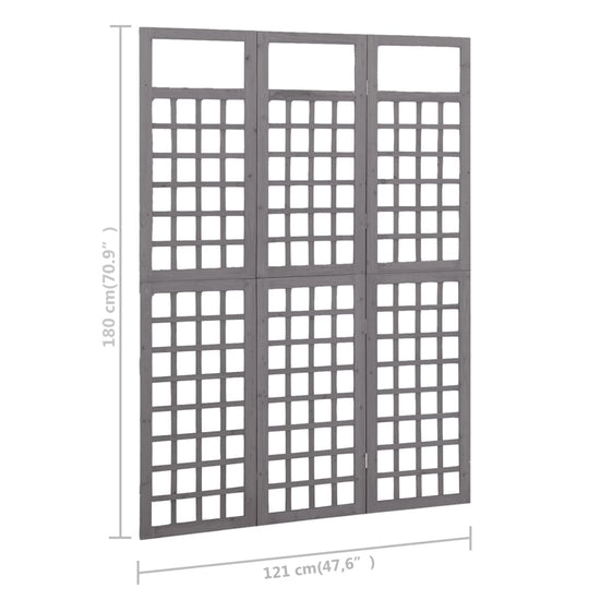 Kamerscherm/trellis met 3 panelen 121x180 cm vurenhout grijs MeubelReus