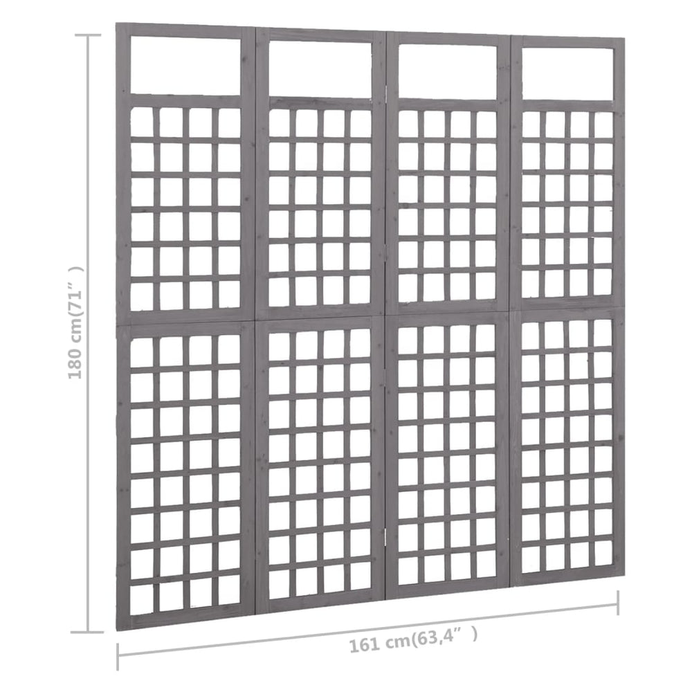 Kamerscherm/trellis met 4 panelen161x180 cm vurenhout grijs MeubelReus