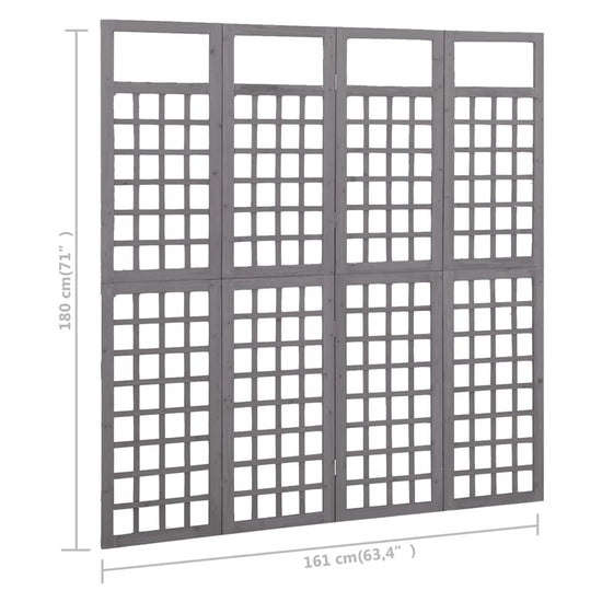Kamerscherm/trellis met 4 panelen161x180 cm vurenhout grijs MeubelReus