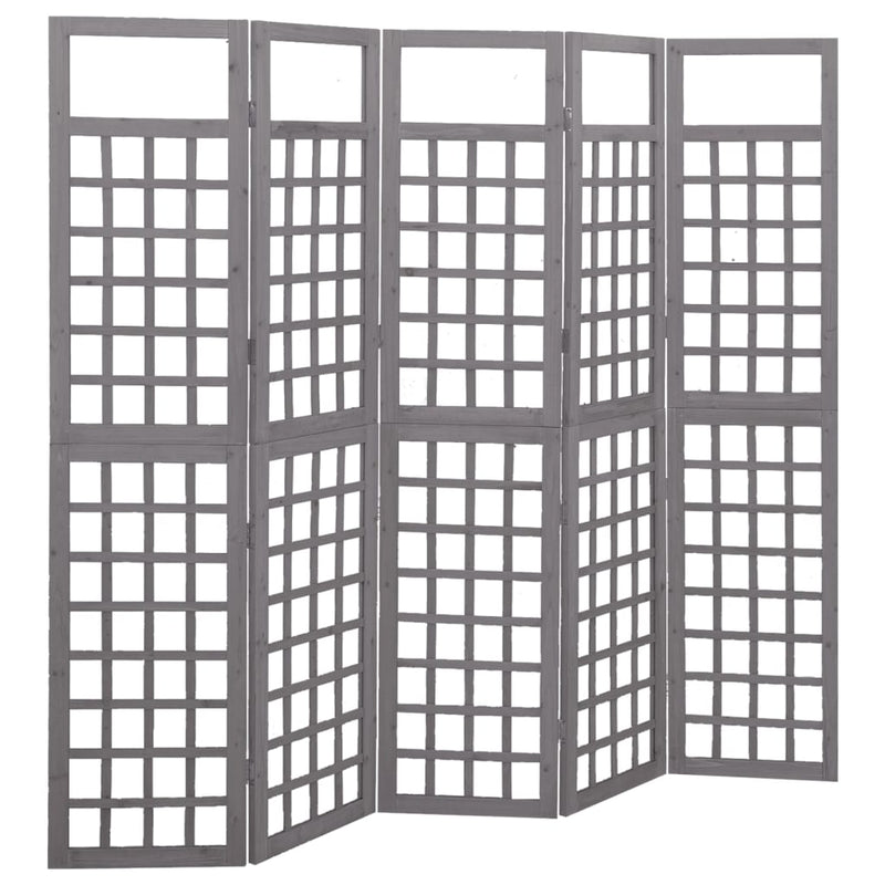 Kamerscherm/trellis met 5 panelen 201,5x180 cm vurenhout grijs MeubelReus