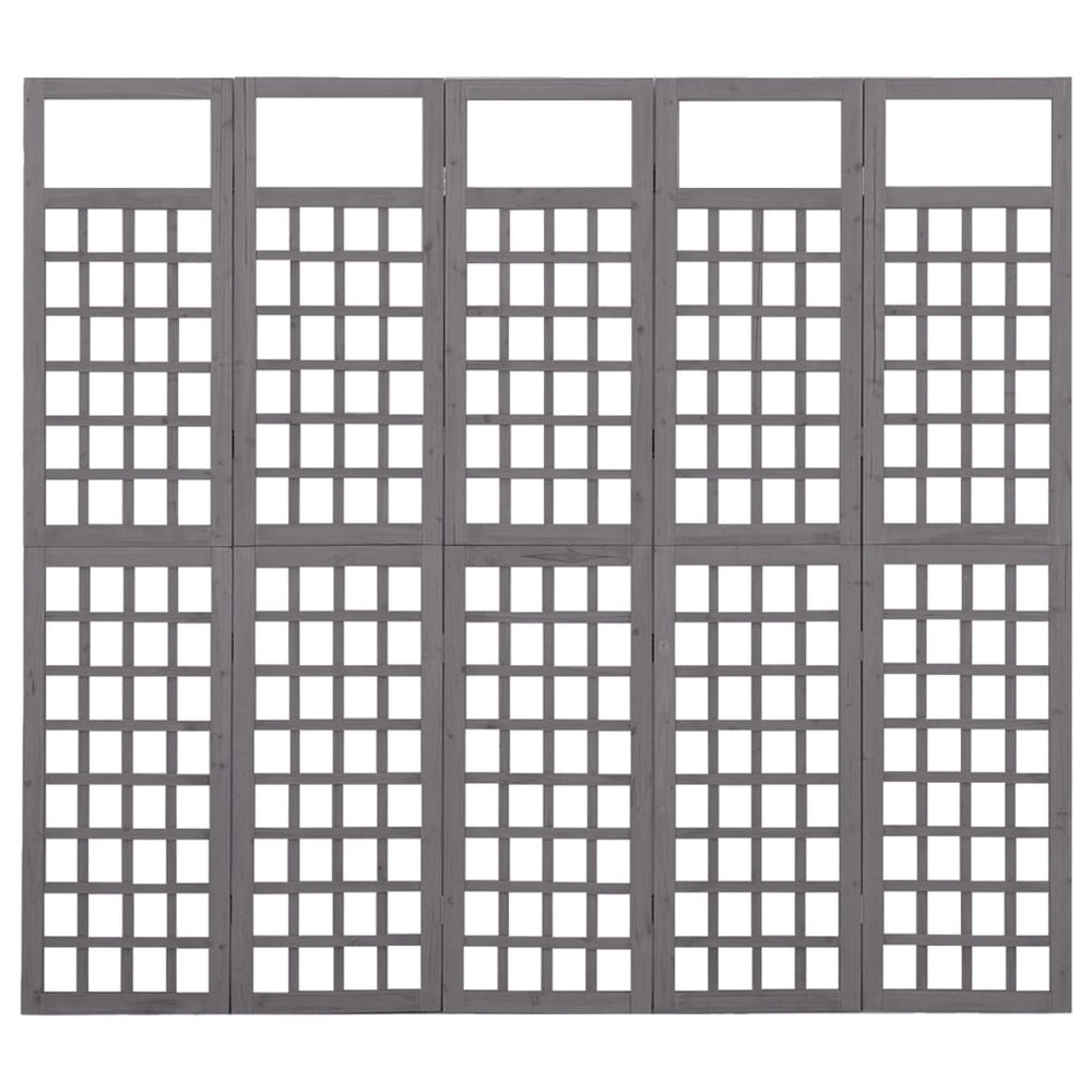Kamerscherm/trellis met 5 panelen 201,5x180 cm vurenhout grijs MeubelReus