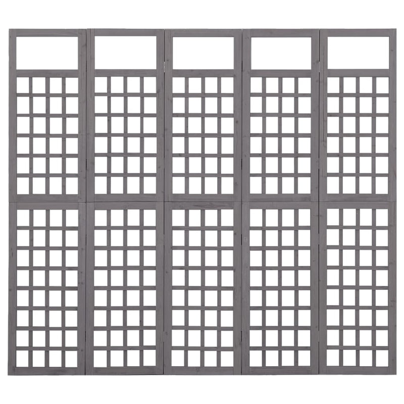 Kamerscherm/trellis met 5 panelen 201,5x180 cm vurenhout grijs MeubelReus