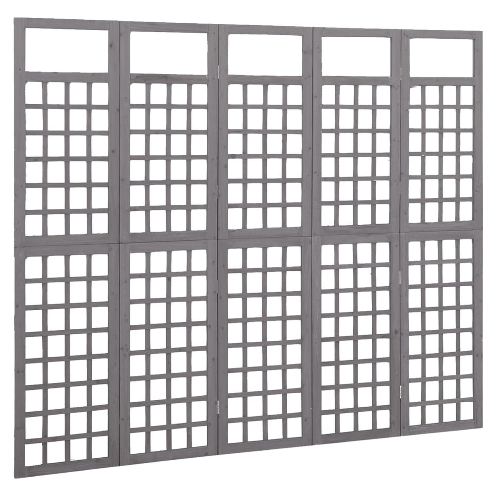 Kamerscherm/trellis met 5 panelen 201,5x180 cm vurenhout grijs MeubelReus
