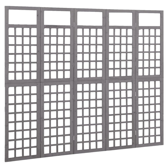 Kamerscherm/trellis met 5 panelen 201,5x180 cm vurenhout grijs MeubelReus