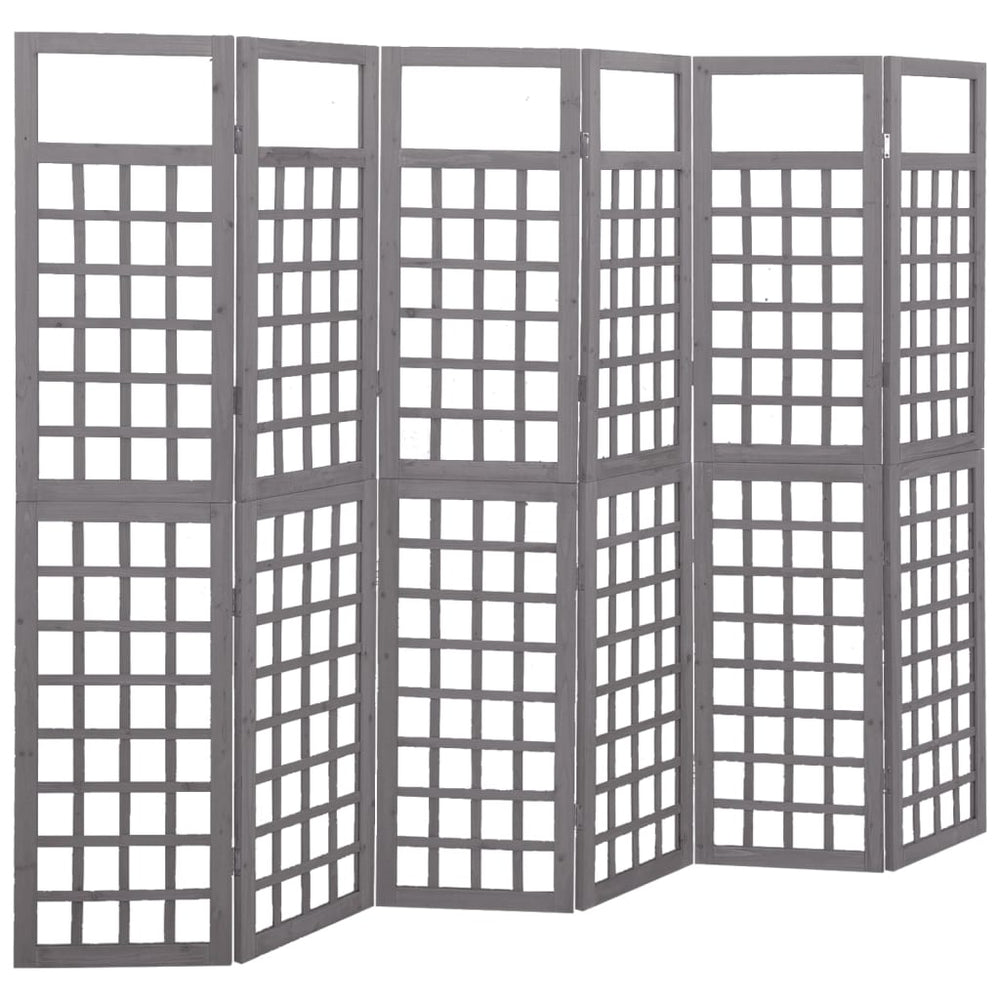 Kamerscherm/trellis met 6 panelen 242,5x180 cm vurenhout grijs MeubelReus