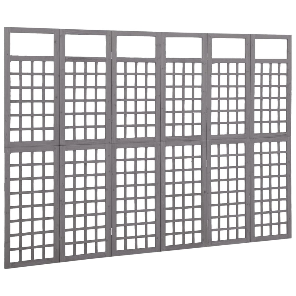 Kamerscherm/trellis met 6 panelen 242,5x180 cm vurenhout grijs MeubelReus