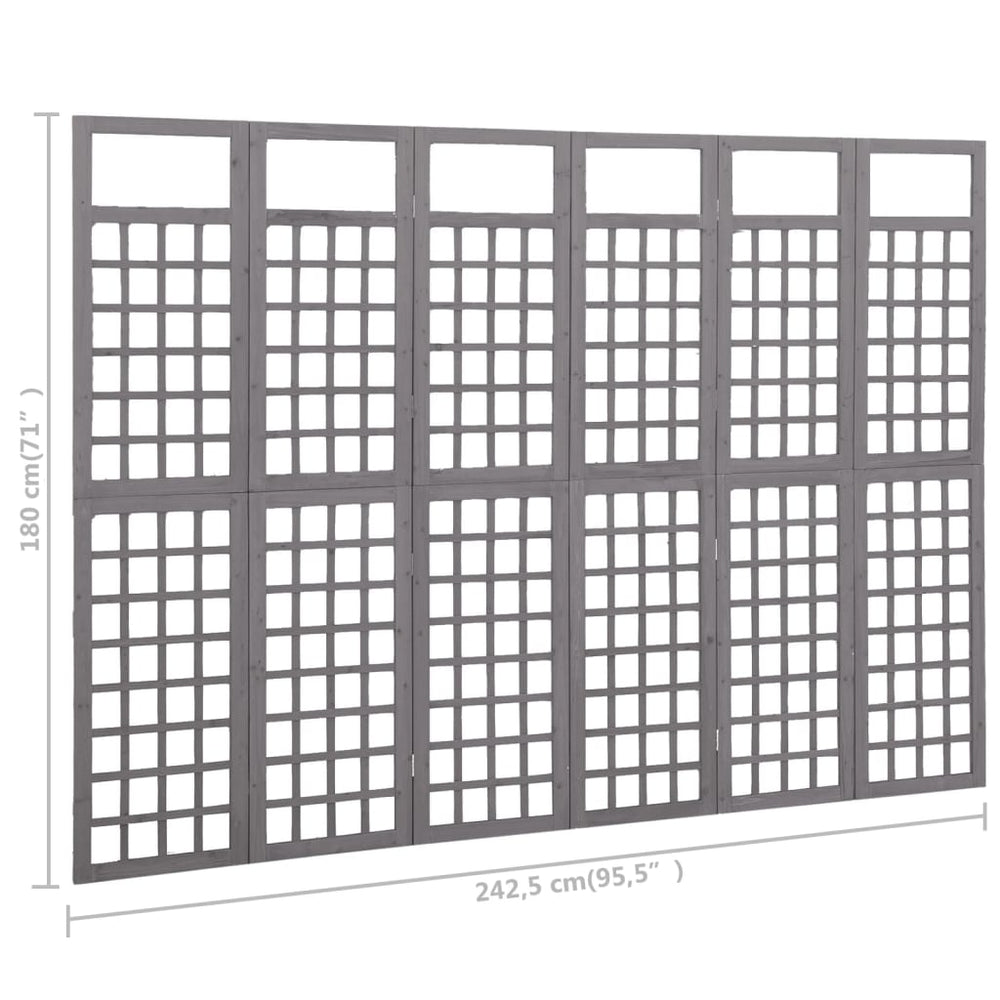 Kamerscherm/trellis met 6 panelen 242,5x180 cm vurenhout grijs MeubelReus