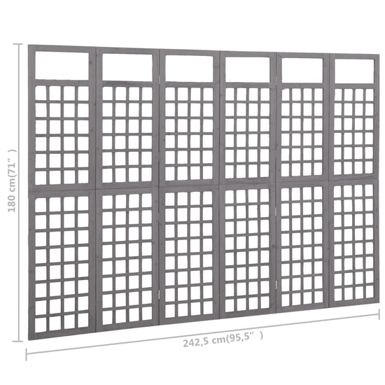 Kamerscherm/trellis met 6 panelen 242,5x180 cm vurenhout grijs MeubelReus