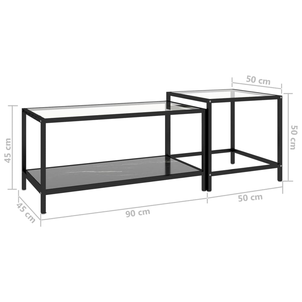 2-delige Salontafelset gehard glas zwart MeubelReus