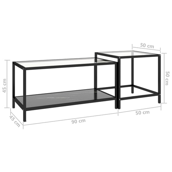 2-delige Salontafelset gehard glas zwart MeubelReus