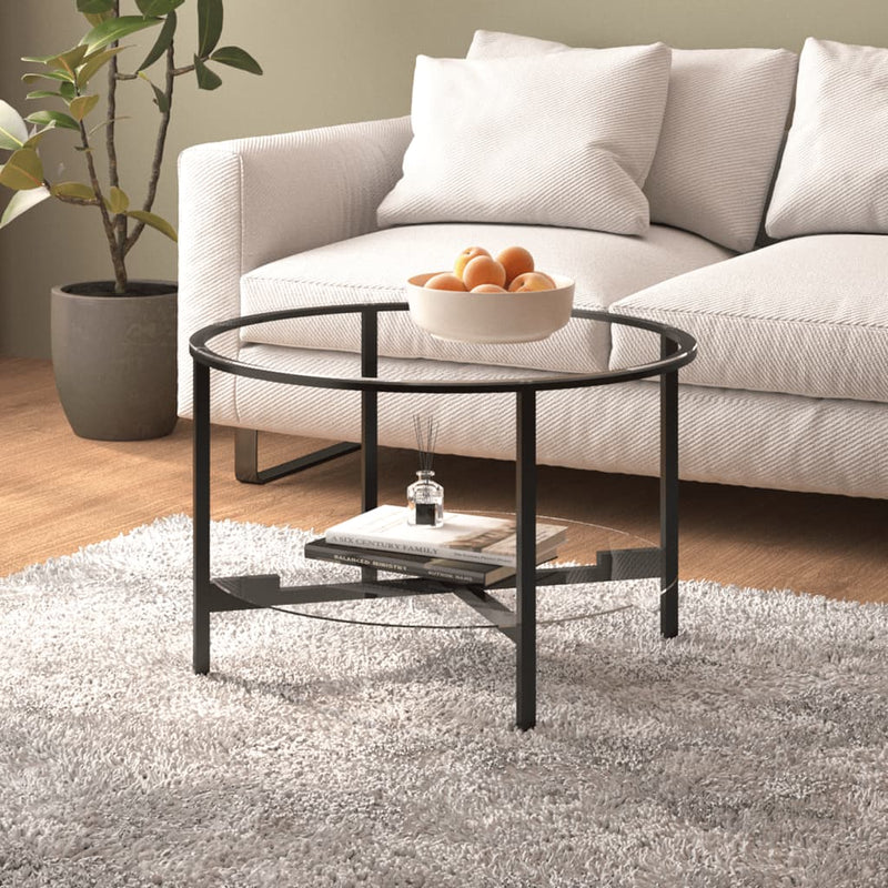 Salontafel 70 cm gehard glas zwart en transparant MeubelReus