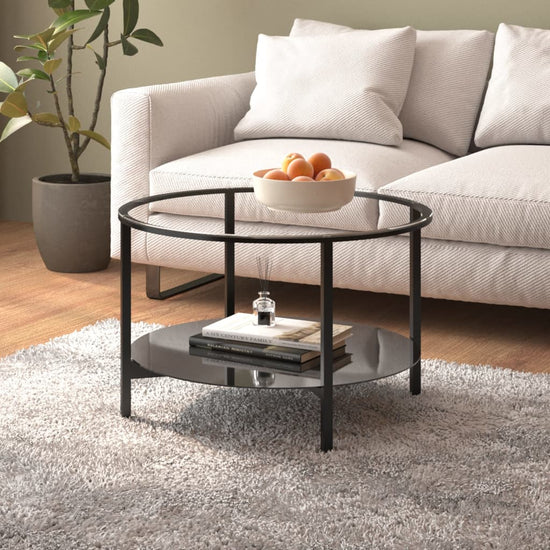 Salontafel 70 cm gehard glas zwart en transparant MeubelReus