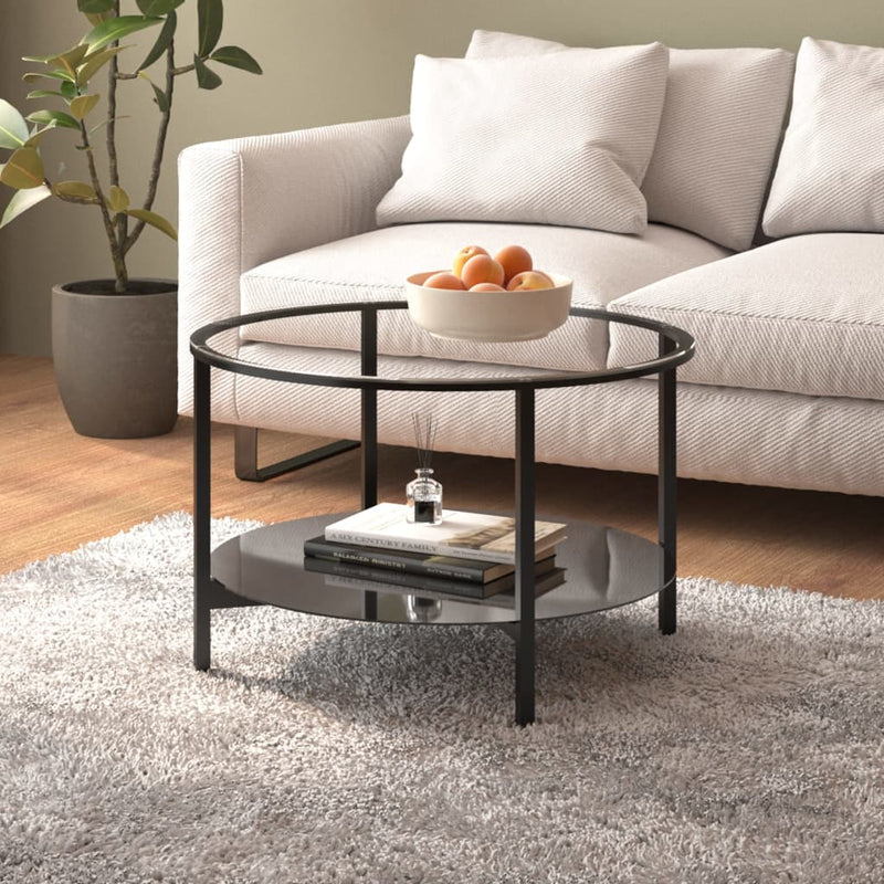 Salontafel 70 cm gehard glas zwart en transparant MeubelReus