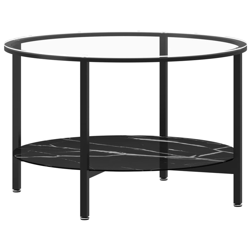 Salontafel 70 cm gehard glas zwart en zwartmarmer MeubelReus