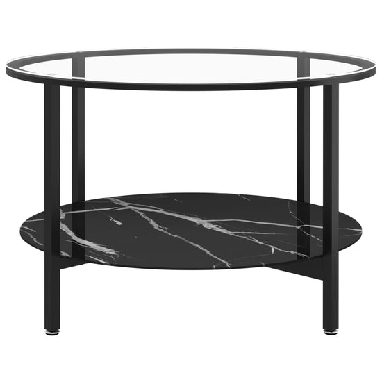 Salontafel 70 cm gehard glas zwart en zwartmarmer MeubelReus