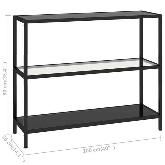 Schap 100x36x90 cm gehard glas transparant en zwart MeubelReus