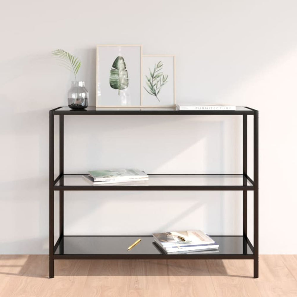 Schap 100x36x90 cm gehard glas transparant en zwart MeubelReus