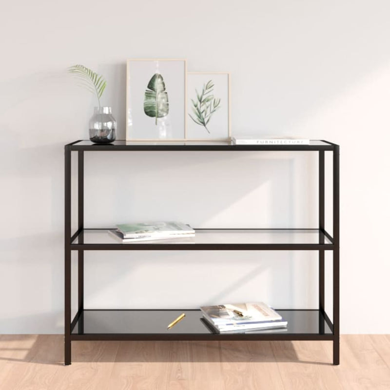 Schap 100x36x90 cm gehard glas transparant en zwart MeubelReus