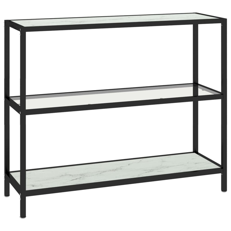 Schap 100x36x90 cm gehard glas transparant en witmarmerkleurig MeubelReus