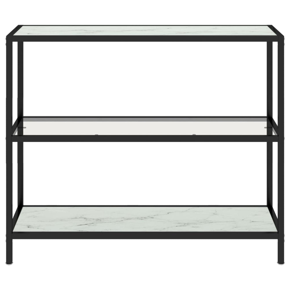 Schap 100x36x90 cm gehard glas transparant en witmarmerkleurig MeubelReus