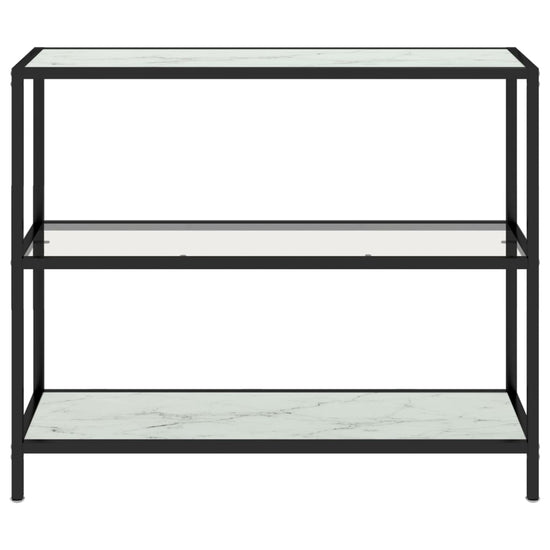 Schap 100x36x90 cm gehard glas transparant en witmarmerkleurig MeubelReus