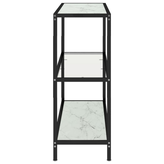 Schap 100x36x90 cm gehard glas transparant en witmarmerkleurig MeubelReus