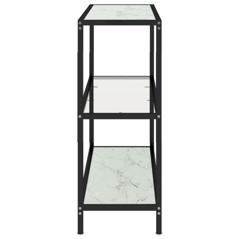 Schap 100x36x90 cm gehard glas transparant en witmarmerkleurig MeubelReus