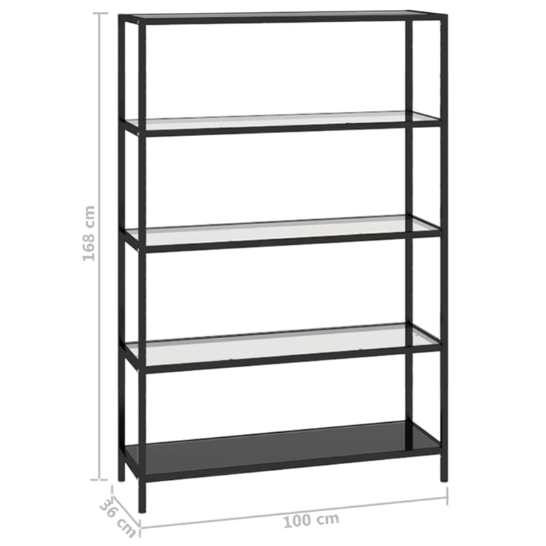 Schap 100x36x168 cm gehard glas zwart en transparant MeubelReus