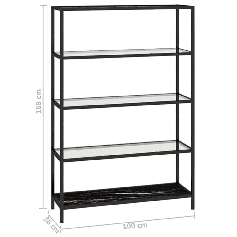 Schap 100x36x168 cm gehard glas zwartmarmerkleur en transparant MeubelReus