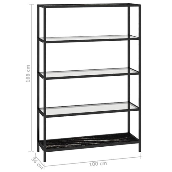 Schap 100x36x168 cm gehard glas zwartmarmerkleur en transparant MeubelReus