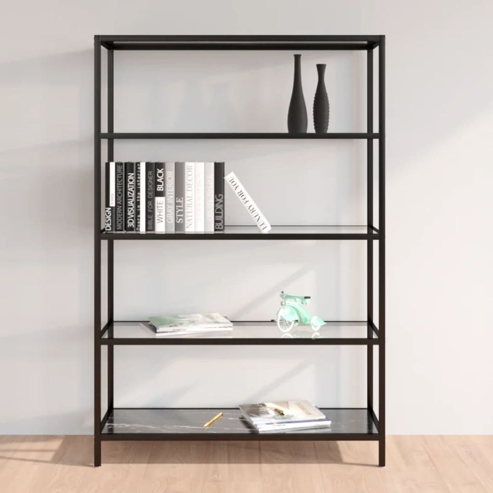 Schap 100x36x168 cm gehard glas zwartmarmerkleur en transparant MeubelReus