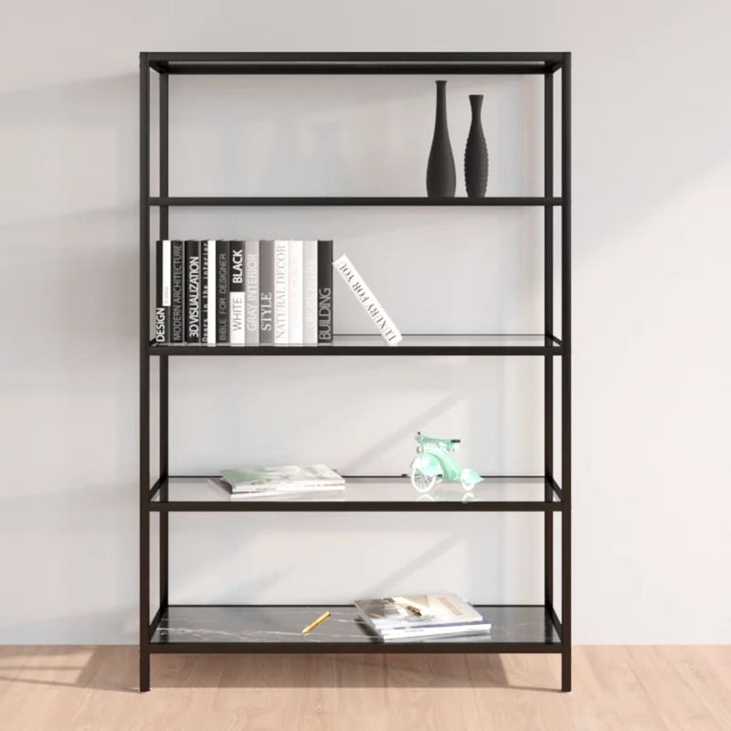 Schap 100x36x168 cm gehard glas zwartmarmerkleur en transparant MeubelReus