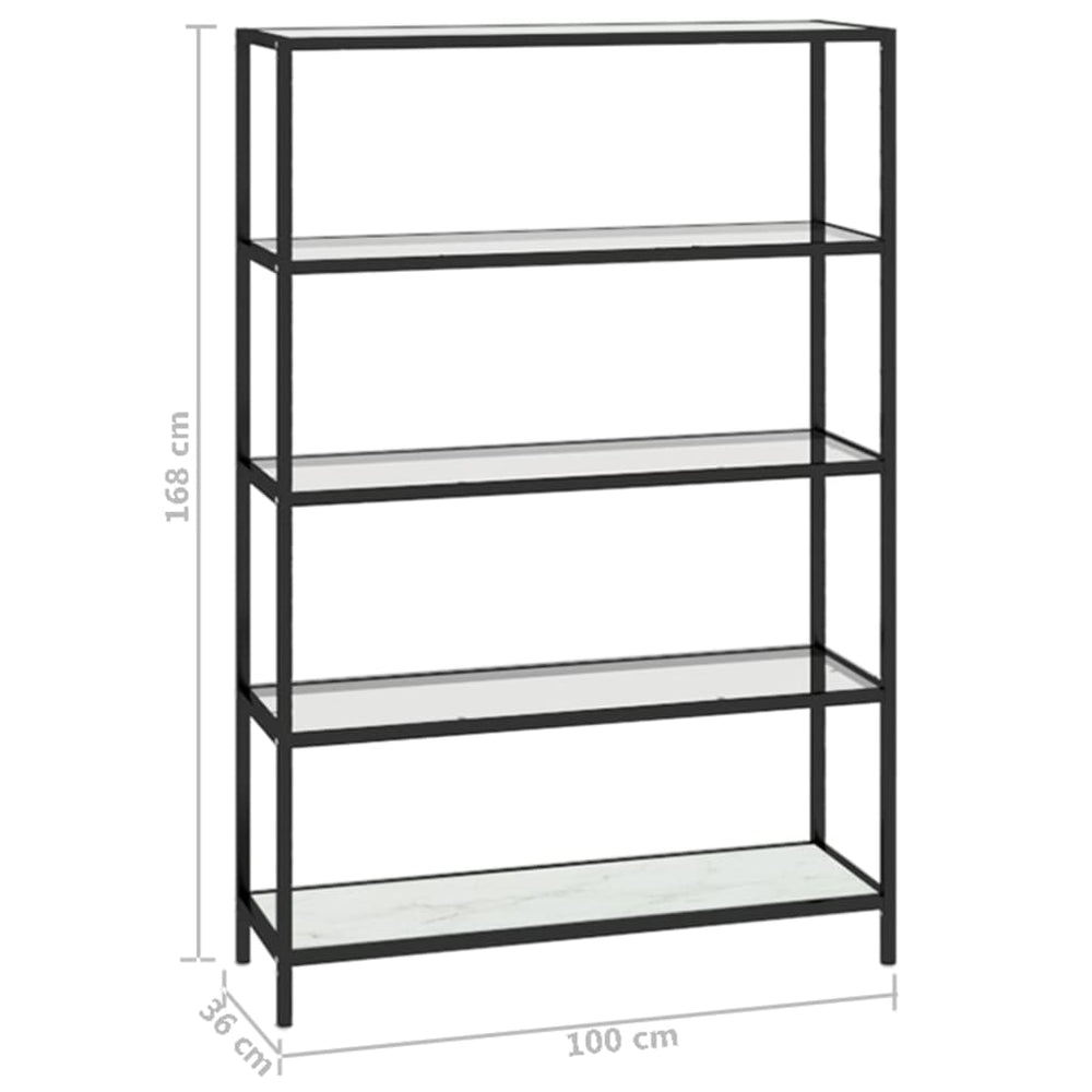 Schap 100x36x168 cm gehard glas witmarmerkleurig en transparant MeubelReus
