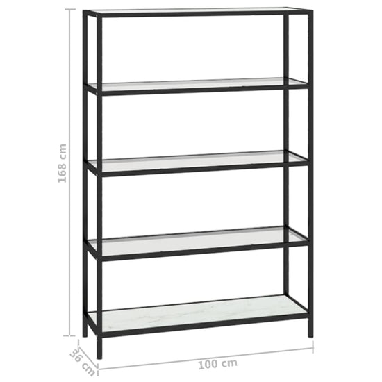 Schap 100x36x168 cm gehard glas witmarmerkleurig en transparant MeubelReus