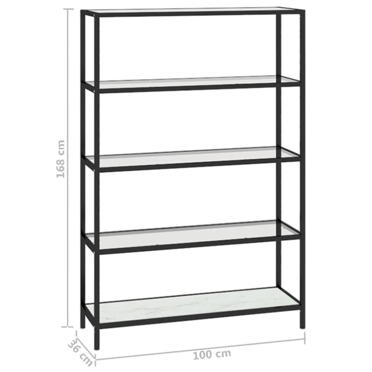 Schap 100x36x168 cm gehard glas witmarmerkleurig en transparant MeubelReus
