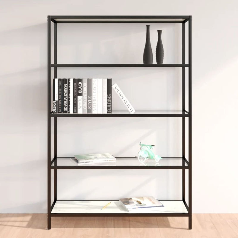 Schap 100x36x168 cm gehard glas witmarmerkleurig en transparant MeubelReus