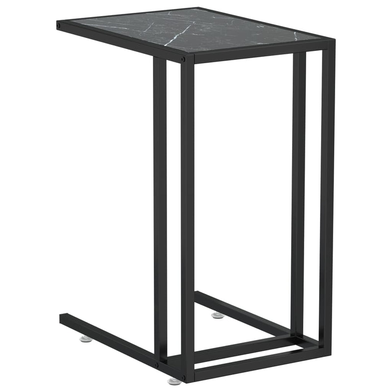 Computer bijzettafel 50x35x65 cm gehard glas zwartmarmerkleurig MeubelReus