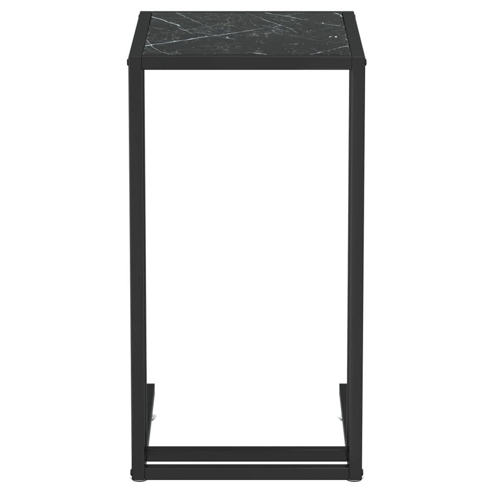 Computer bijzettafel 50x35x65 cm gehard glas zwartmarmerkleurig MeubelReus