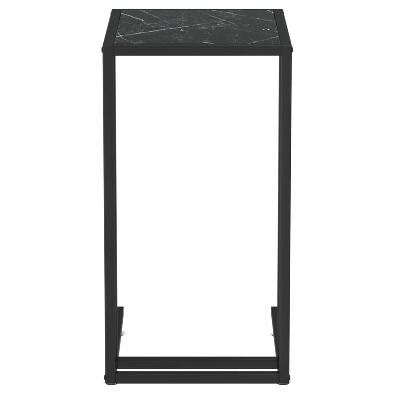 Computer bijzettafel 50x35x65 cm gehard glas zwartmarmerkleurig MeubelReus