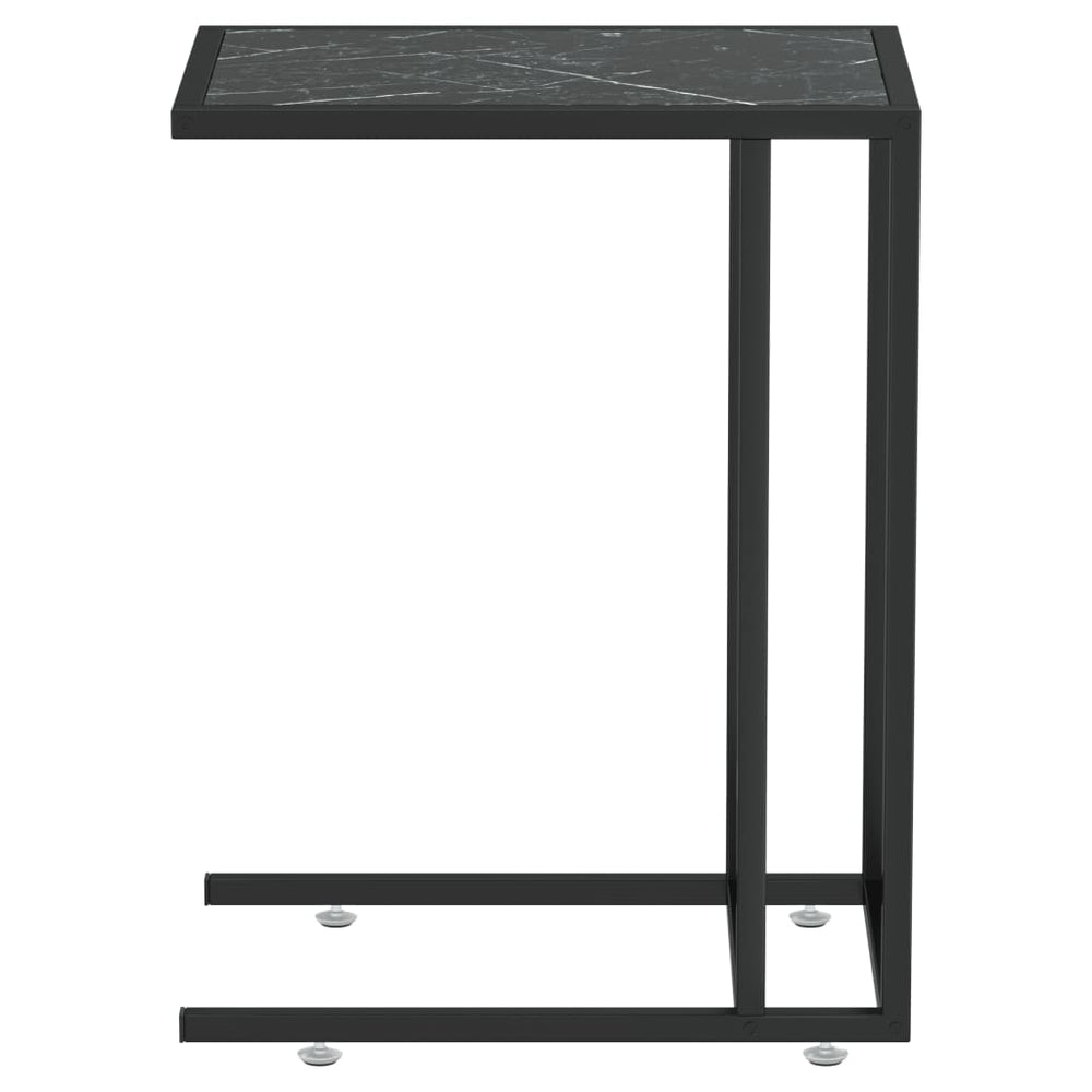 Computer bijzettafel 50x35x65 cm gehard glas zwartmarmerkleurig MeubelReus