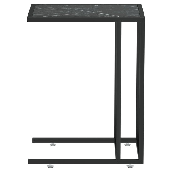 Computer bijzettafel 50x35x65 cm gehard glas zwartmarmerkleurig MeubelReus