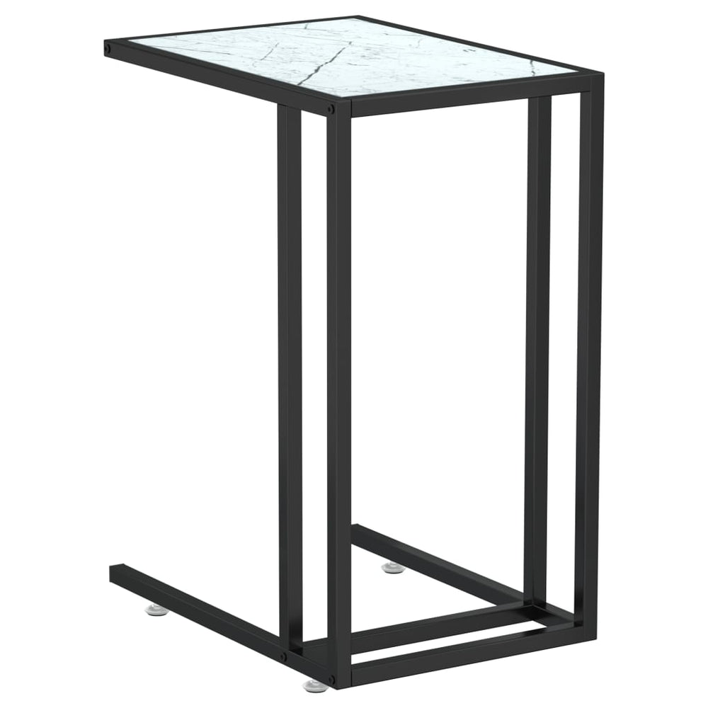 Computer bijzettafel 50x35x65 cm gehard glas witmarmerkleurig MeubelReus