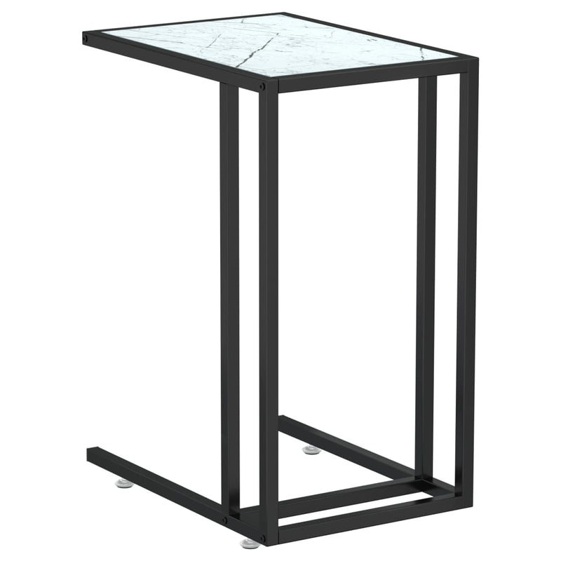 Computer bijzettafel 50x35x65 cm gehard glas witmarmerkleurig MeubelReus