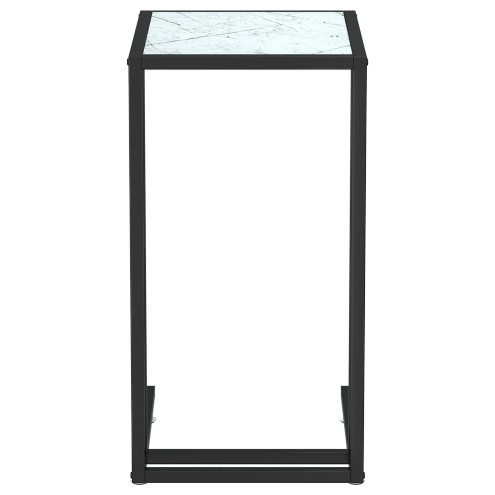Computer bijzettafel 50x35x65 cm gehard glas witmarmerkleurig MeubelReus