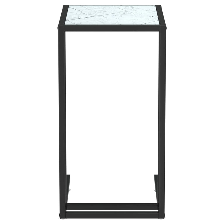 Computer bijzettafel 50x35x65 cm gehard glas witmarmerkleurig MeubelReus