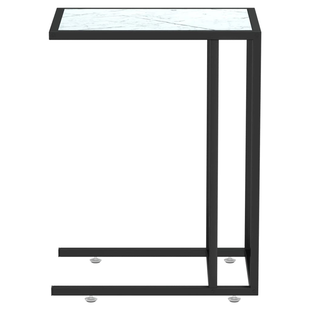 Computer bijzettafel 50x35x65 cm gehard glas witmarmerkleurig MeubelReus